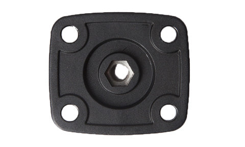 ROKK RL-505 black top plate with four mounting holes and central hexagonal nut, seen from the front