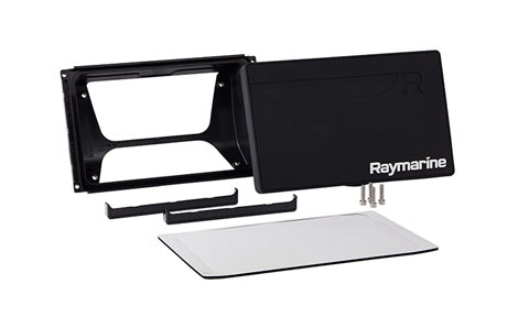 Raymarine A80500 front mounting kit for Axiom 9, black frame, black cover with Raymarine logo, rails and clear gasket
