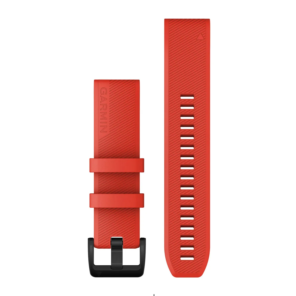 Garmin 010-12901-02 QuickFit 22 watch bands in laser red silicone with black stainless buckle