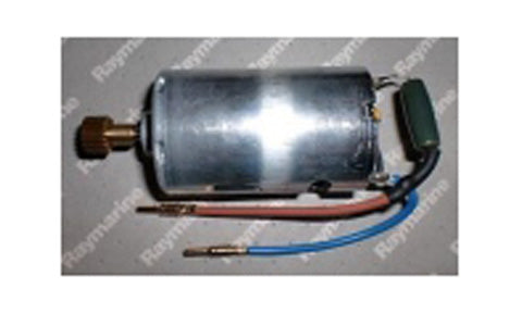 Raymarine N017 inboard and outboard drive motor, silver electric motor with a brass gear, red and blue wires