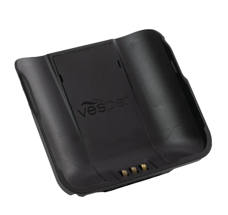 Vesper Cortex H1P handset charging cradle 010-13268-10, black cradle with gold charging contacts