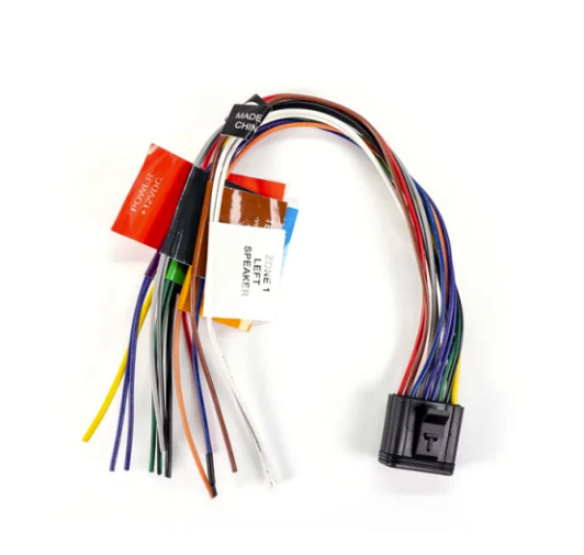 Fusion Loom 010-12813-00 power and speaker cable harness, coloured wires with labels and black connector