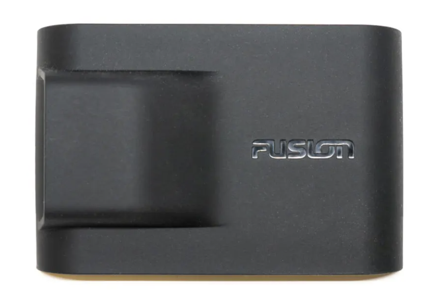 Fusion 010-12745-00 silicone dust cover for SRX400, black cover with Fusion lettering, front view