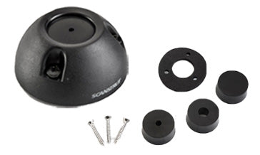 Scanstrut DS21B-P small black plastic cable seal with rubber inserts, mounting washer and screws laid out