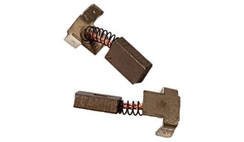 Simrad RPU80/160 Parvalux brush pair 000-13960-001, two worn copper-coloured carbon brushes with coil springs