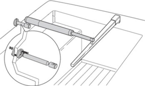 Raymarine D031 tiller pilot cantilever socket assembly, installation line drawing of a socket fitted to a tiller