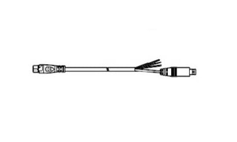 Raymarine A80235 Axiom XL and gS Series video in and alarm out cable, line drawing of a lead with a plug and wires