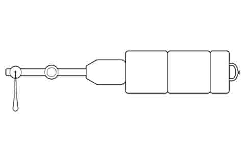 FLIR A80021 Ocean Scout floating lanyard, line drawing of a lanyard with a clip and a buoyant float
