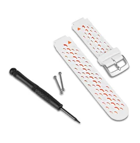 Garmin Forerunner 620 010-11251-29 wrist strap in white and orange, with screwdriver and two pins