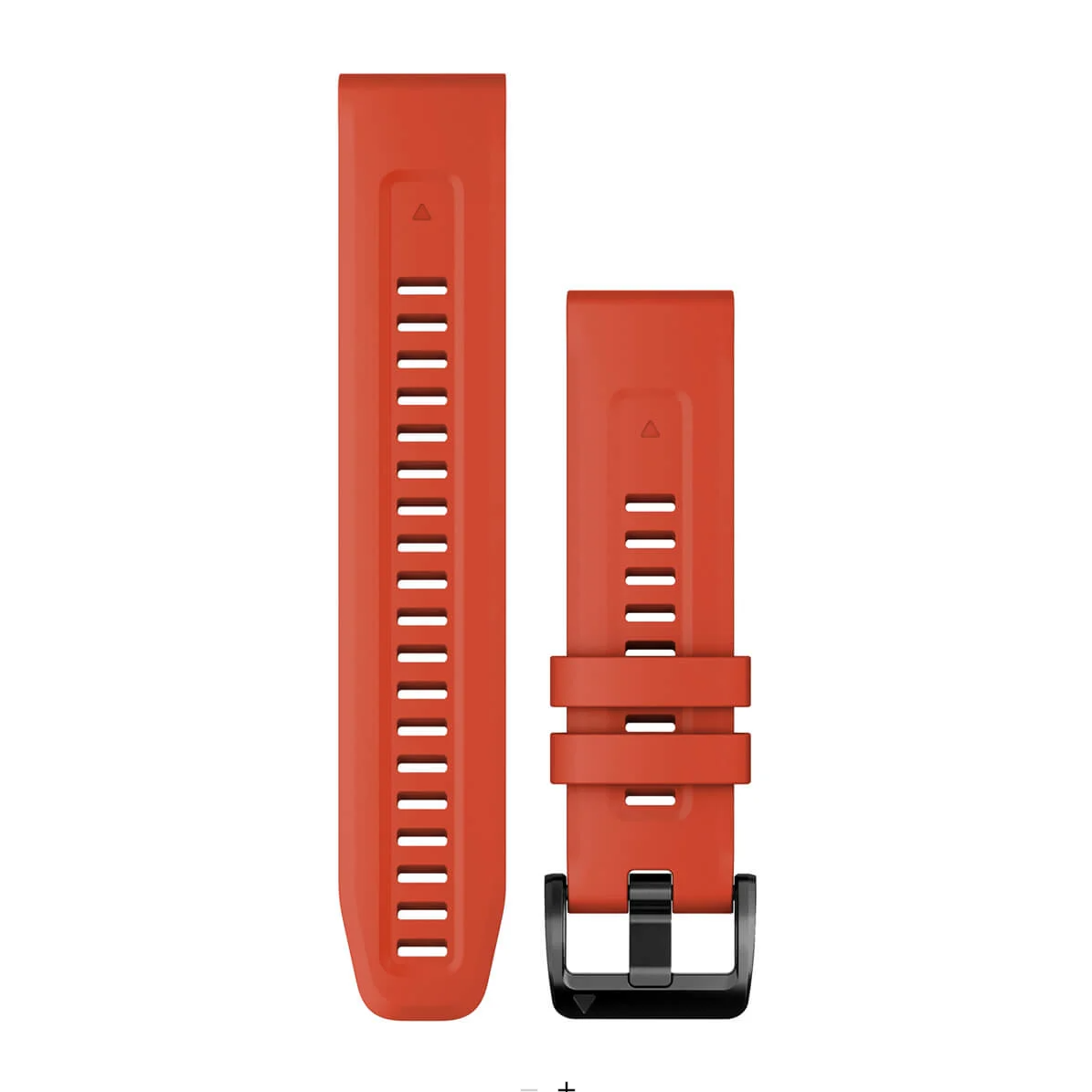 Garmin 010-13111-04 QuickFit 22 watch bands in flame red silicone with black buckle, strap pair