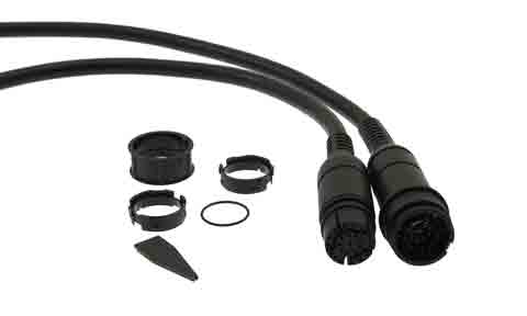 Raymarine A80475 Axiom 3 m RealVision 3D transducer extension cable, black cable with plugs, locking rings and key