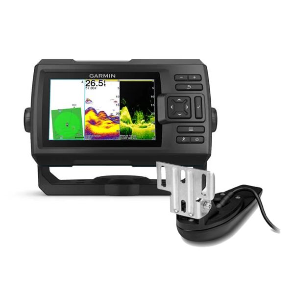 Garmin STRIKER Vivid 5cv 010-02551-01 with GT20-TM transducer, front view with colour sonar and 26.5 depth