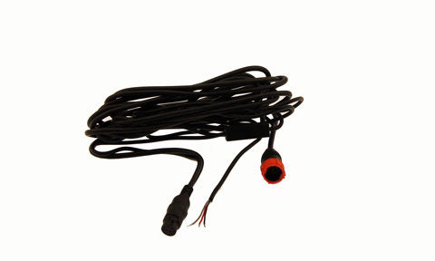 Raymarine A80224 Dragonfly transducer extension cable 4 m, coiled black cable with a red-ringed plug and bare wires