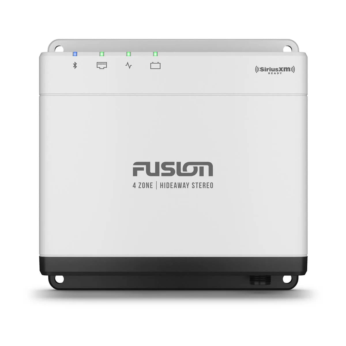 Fusion Apollo MS-WB675 010-02346-50 4 zone hideaway stereo, front view of white box with SiriusXM label