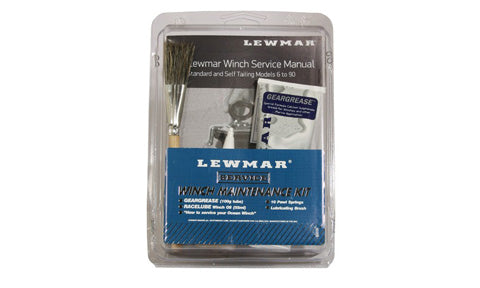 Lewmar 66-3/77 centre stem, 45002017, small clear pack holding a Lewmar winch service manual, grease and brushes