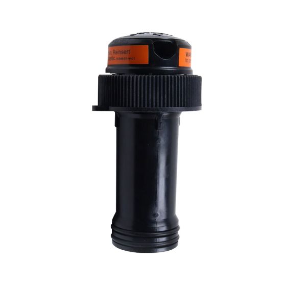 Airmar blanking plug for DST800 transducer, 032-3348601, black plug body with an orange warning label