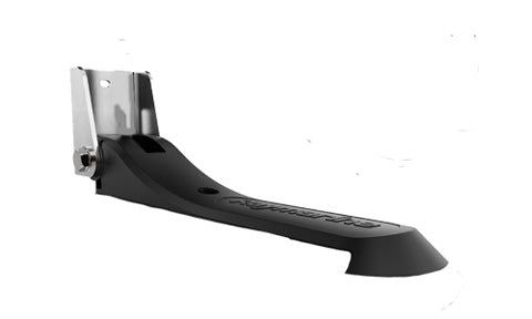 Raymarine R70521 RV-100 transom mounting bracket, black angled arm with a metal mounting plate, side view