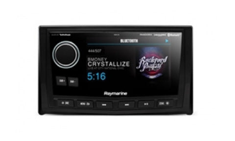 Raymarine E70394 Punch RMX-8DH remote display head, black media display showing a Bluetooth track and a dial