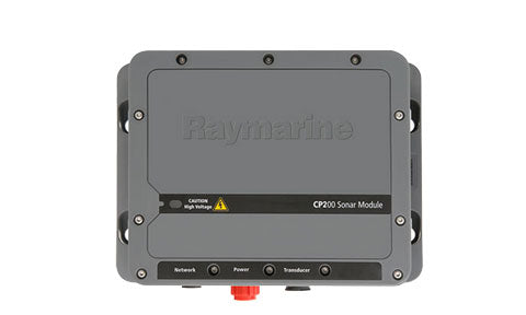 Raymarine E70256 CP200 SideVision CHIRP sonar module, grey module with CP200 label, red connector and ports