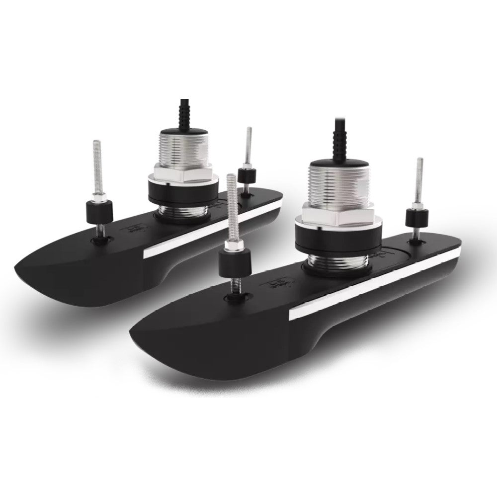 Raymarine T70544 RVM-420 RealVision MAX 3D through hull transducers, two black fairings with steel stems and studs