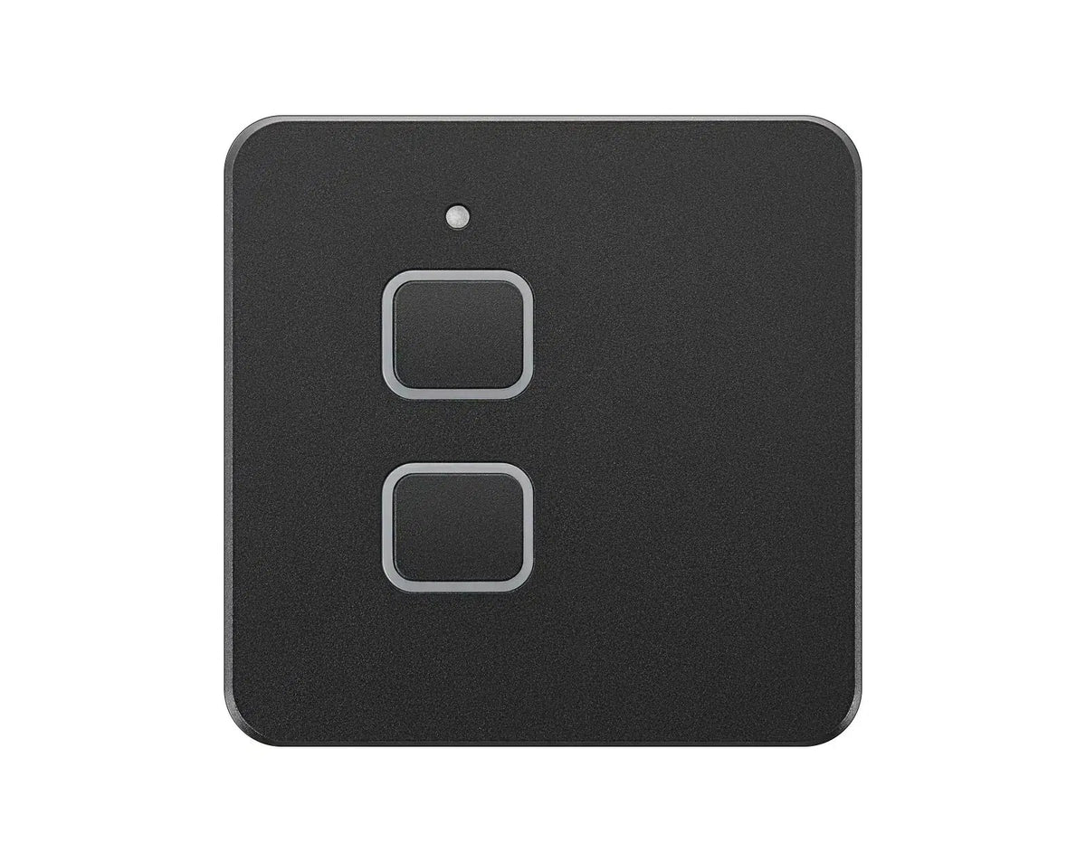 Simarine two button light switch with dimmer in black anodised aluminium