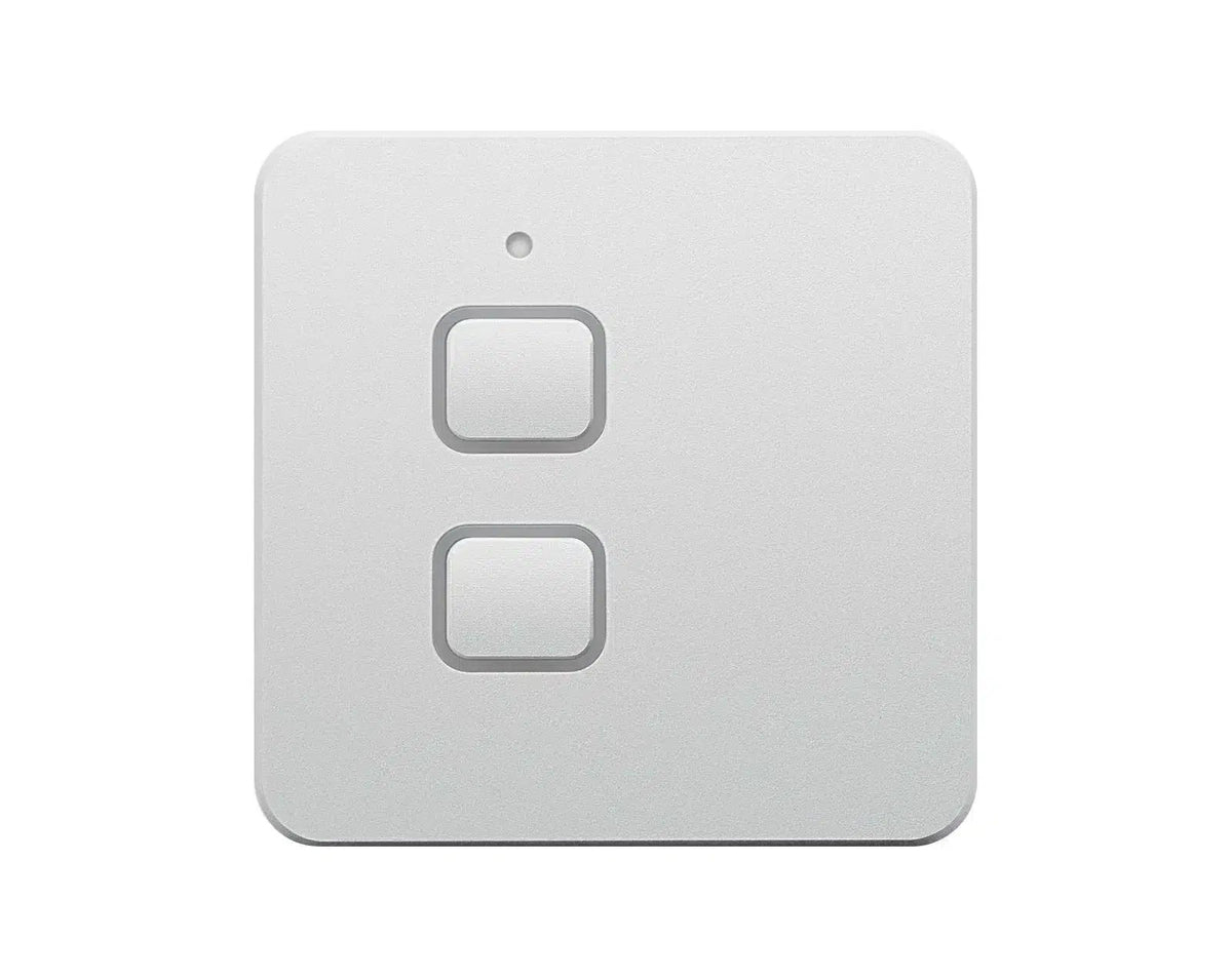 Simarine two button light switch with dimmer in silver anodised aluminium