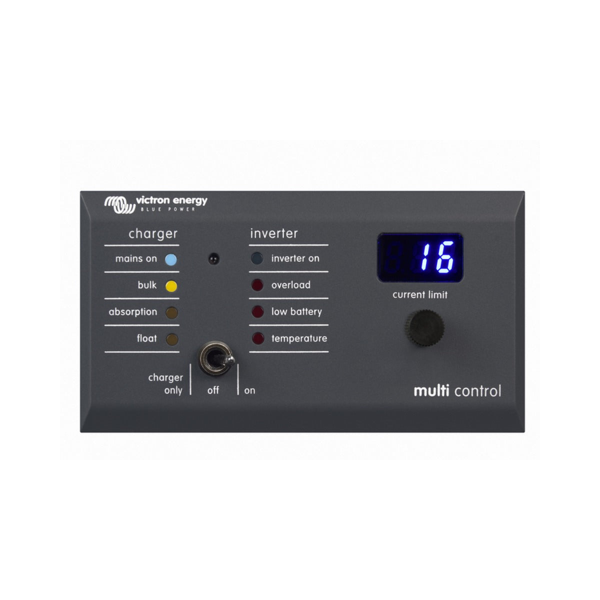 Victron DMC000200010R Phoenix Multi control panel, grey Multi Control panel with a display reading 16 and a dial