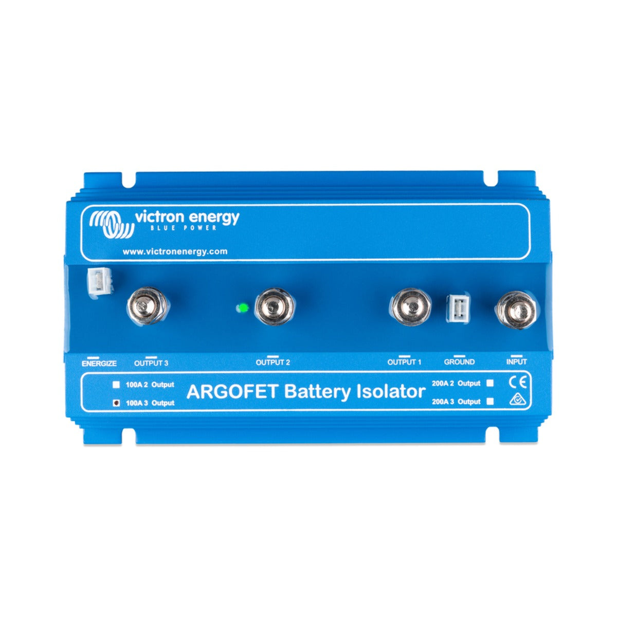 Victron ARG100301020 Argofet battery isolator 100 A 3 outputs, blue isolator with four studs and a status LED