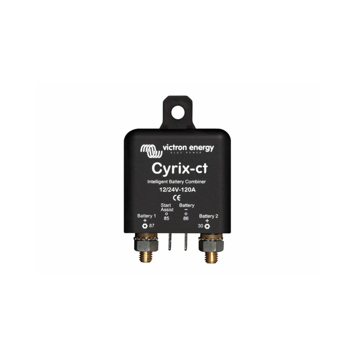 Victron CYR010120011R Cyrix-ct 12/24 V 120 A, black intelligent battery combiner with a mounting tab and two studs
