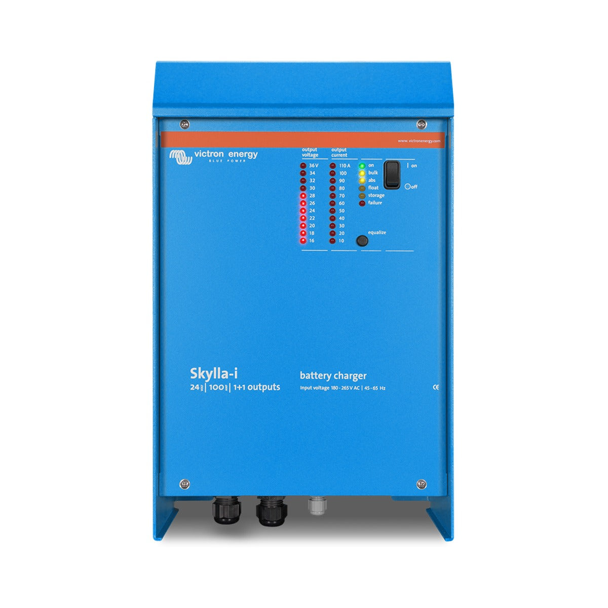 Victron SKI024080000 Skylla-i 24/80 (1+1) battery charger, upright blue box with a Skylla-i label and LED columns