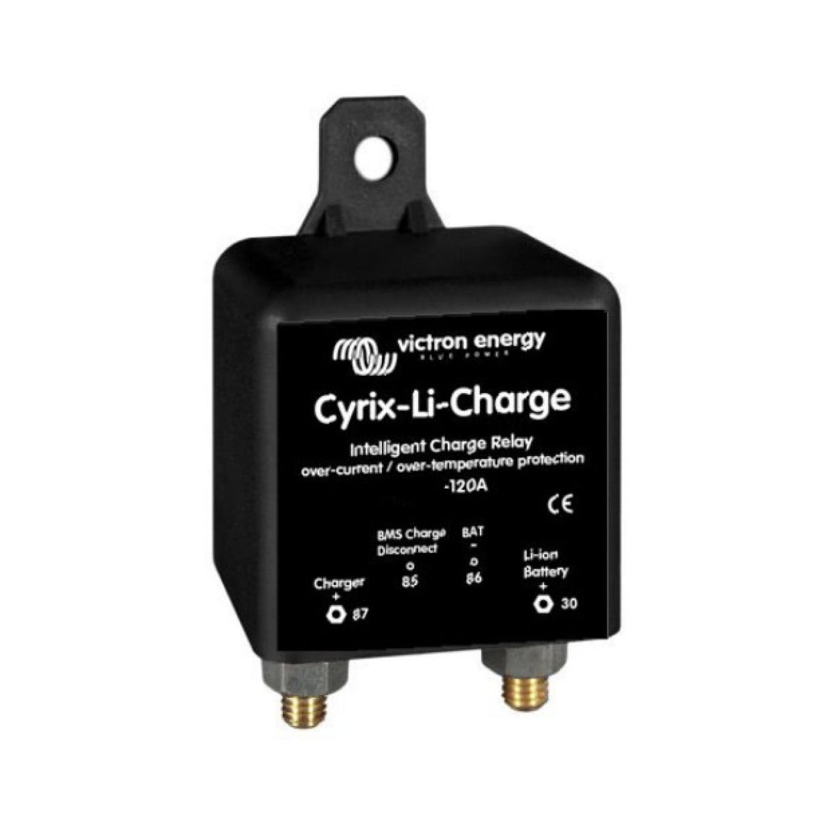 Victron CYR020120430 Cyrix-Li-charge 24/48 V 120 A, black intelligent charge relay with a mounting tab and terminals