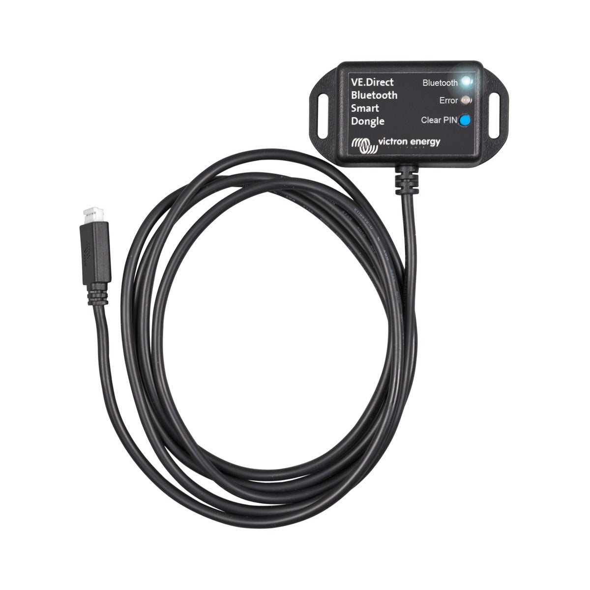 Victron ASS030536011 VE.Direct Bluetooth Smart dongle, small black dongle on a black cable with a plug