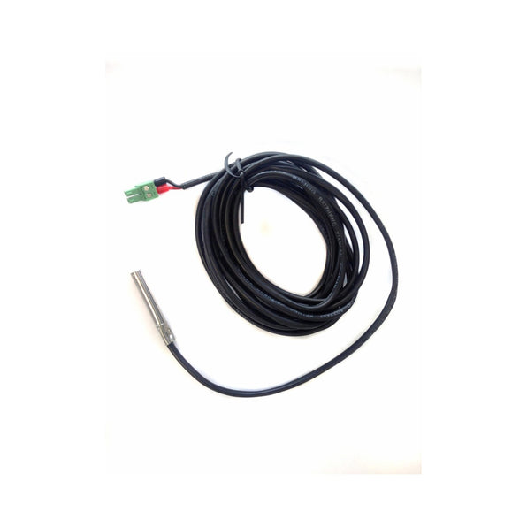 Victron SCC940100100 temperature sensor for BlueSolar PWM-Pro, coiled black cable with a metal probe and a green plug
