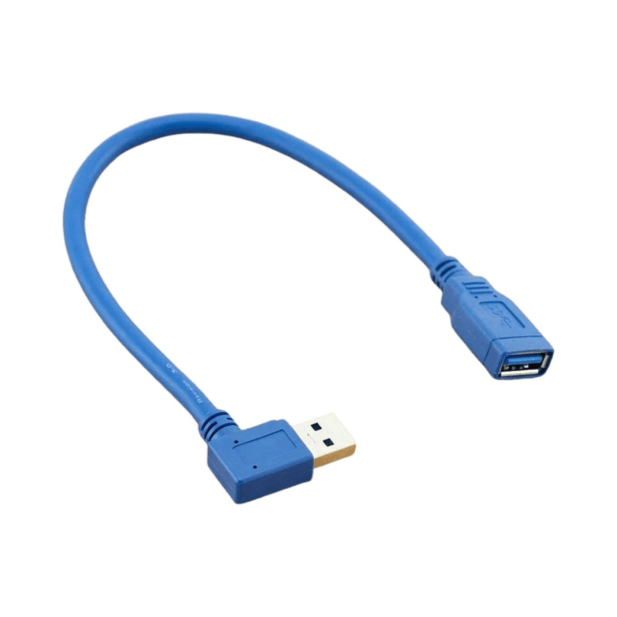 Victron ASS060000100 USB extension cable 0.3 m right-angle, short blue cable with a right-angle plug and a socket
