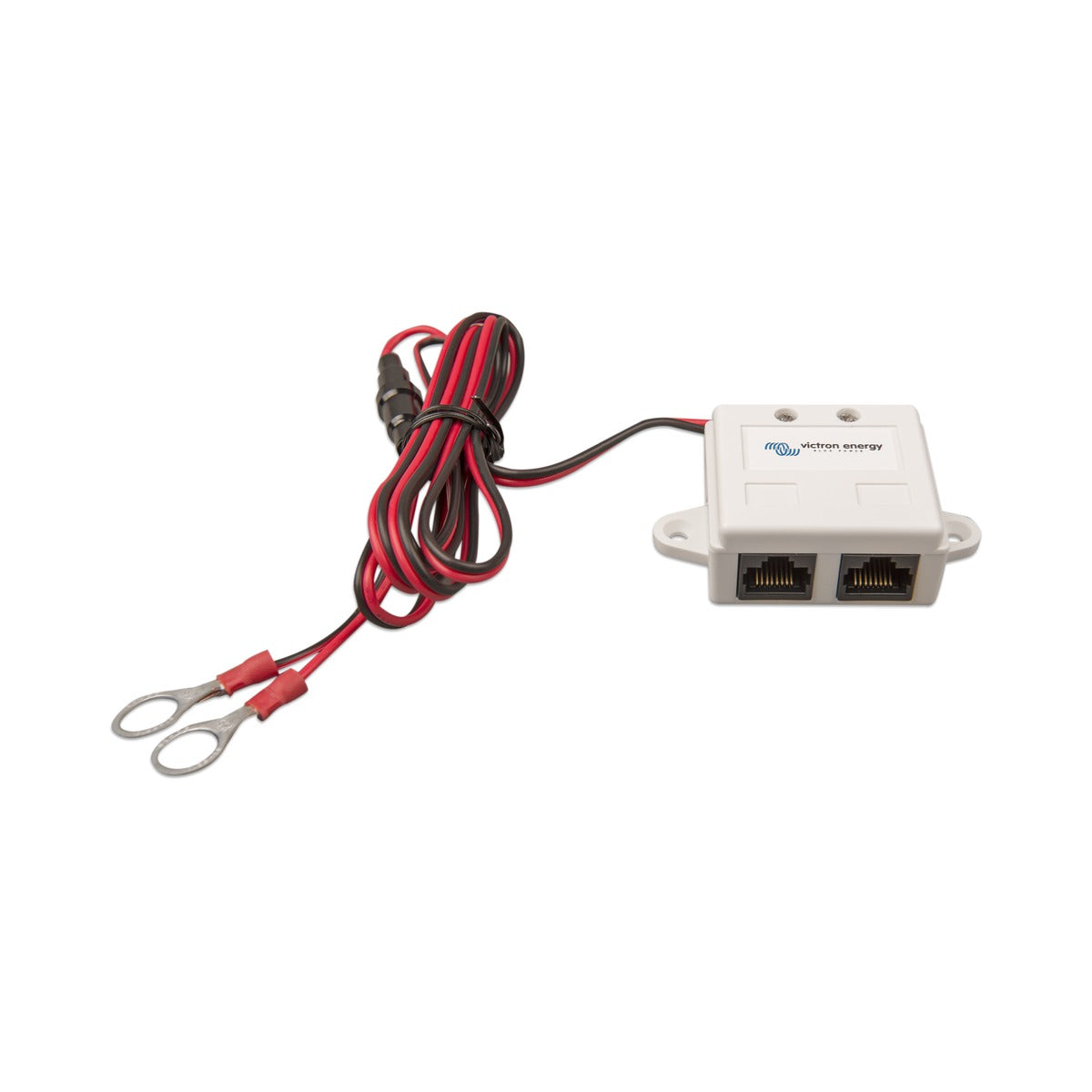 Victron ASS030690000 VE.Can power cable, red and black lead with ring terminals and a small white two-socket RJ45 box