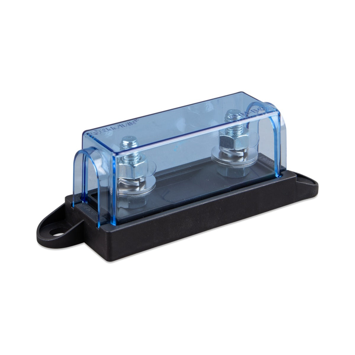 Victron CIP000100001 MEGA fuse holder surface mount, clear cover over two studs on a black base with mounting tabs