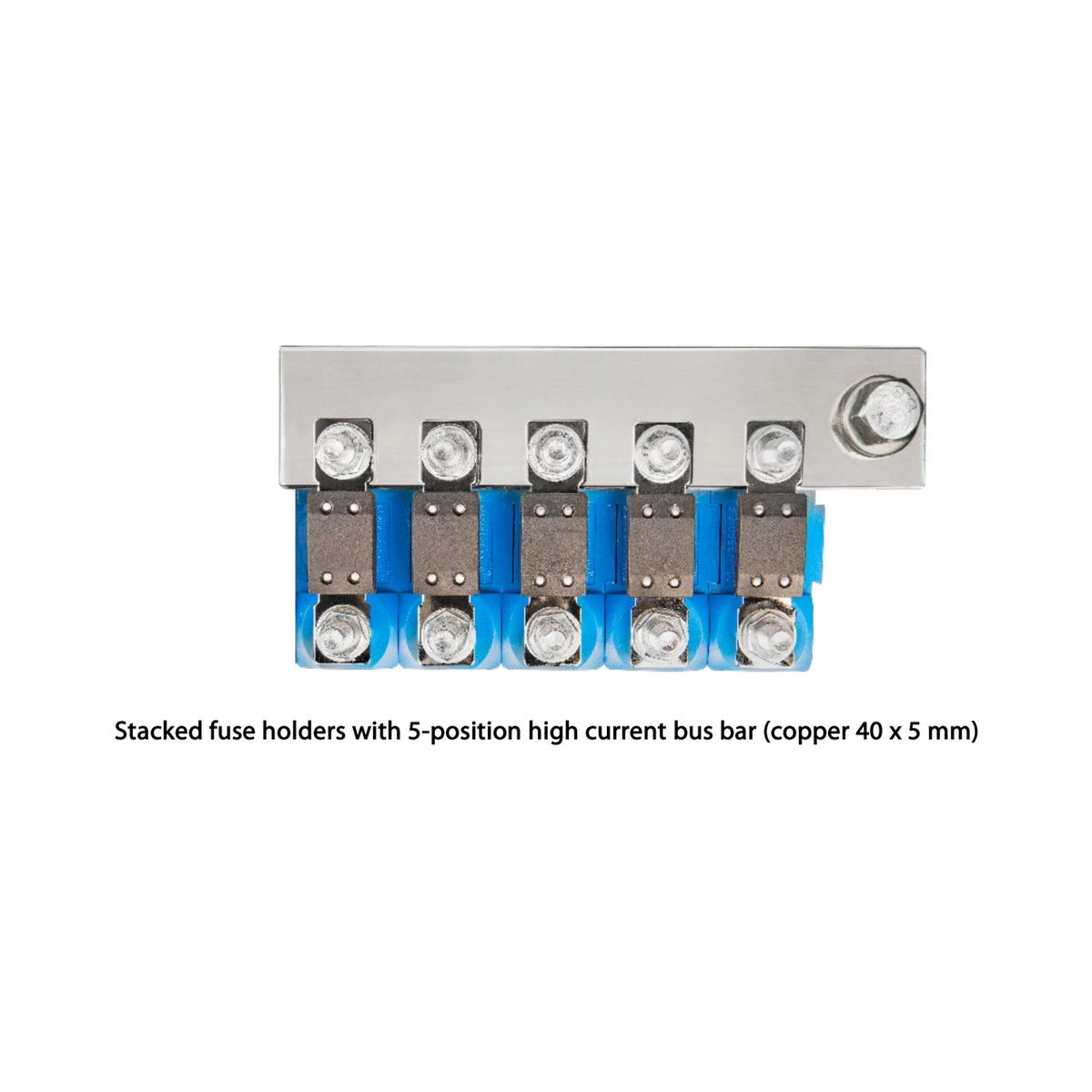 Victron CIP100400060 busbar 5-way 500 A for MEGA fuse holders, stacked fuse holders on a five-position copper bus bar