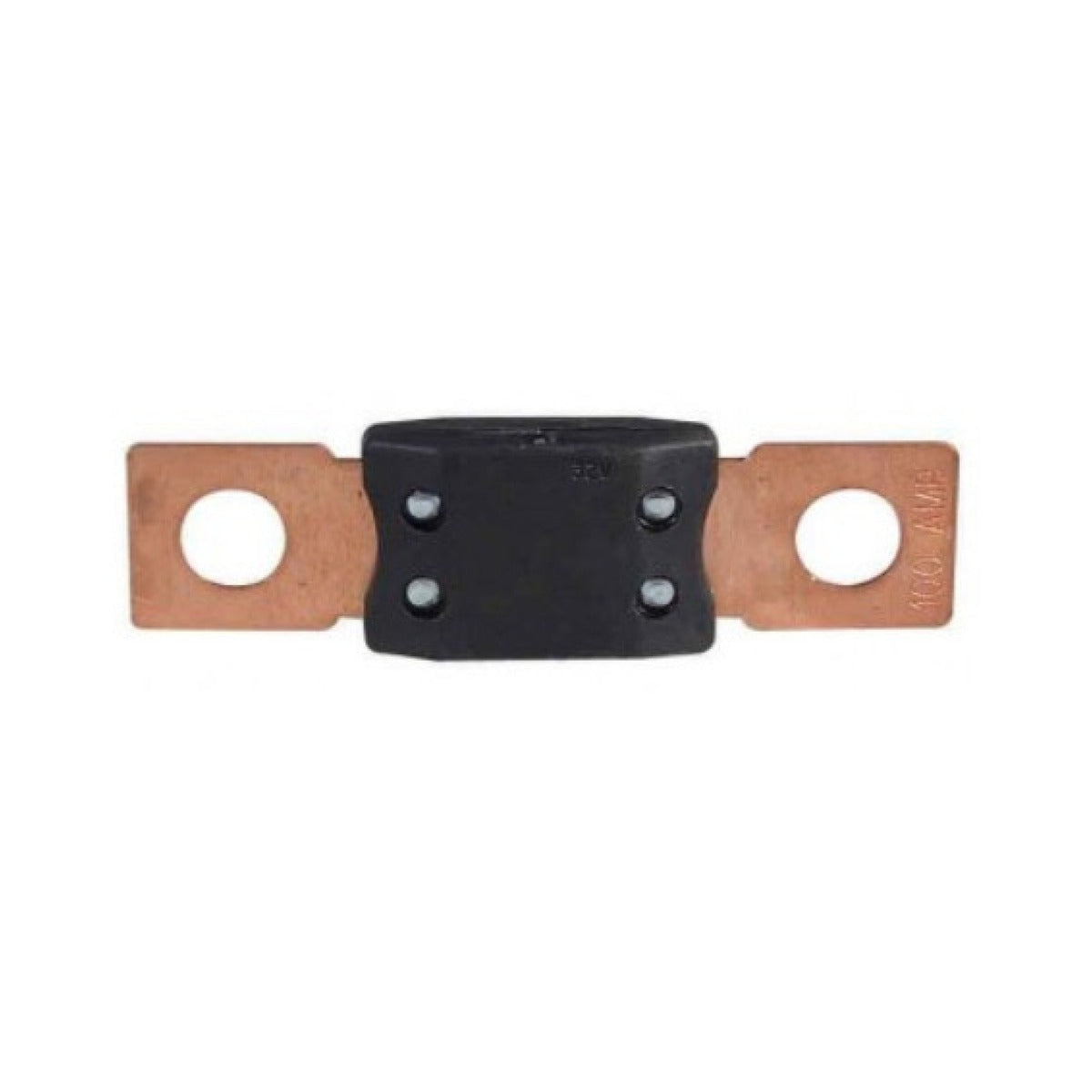 Victron CIP137200010 MEGA fuse 200 A 58 V, black fuse body between two copper-coloured tabs with round holes