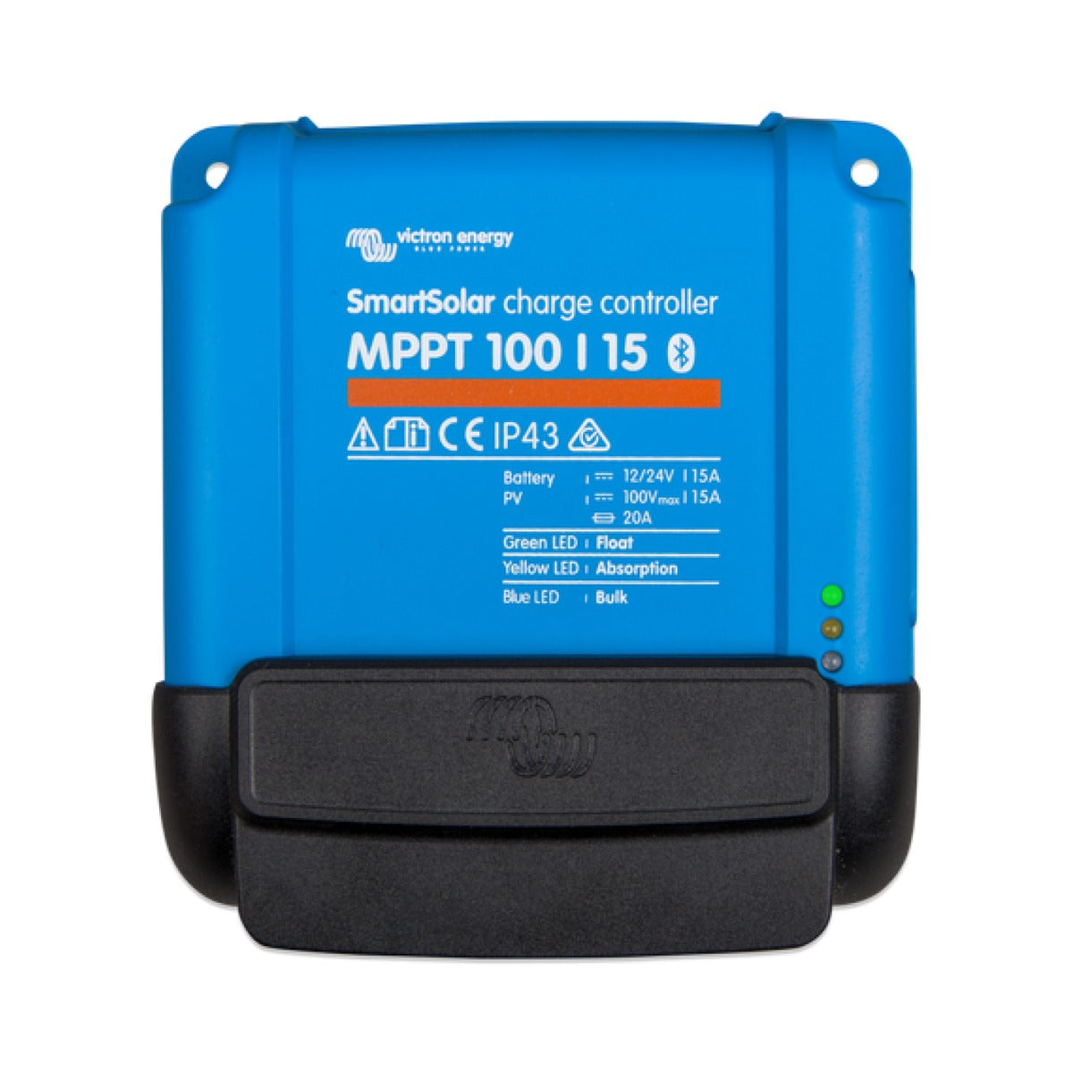 Victron SCC950120000 MPPT WireBox-S 100-15, blue SmartSolar controller with a black wiring cover below the terminals