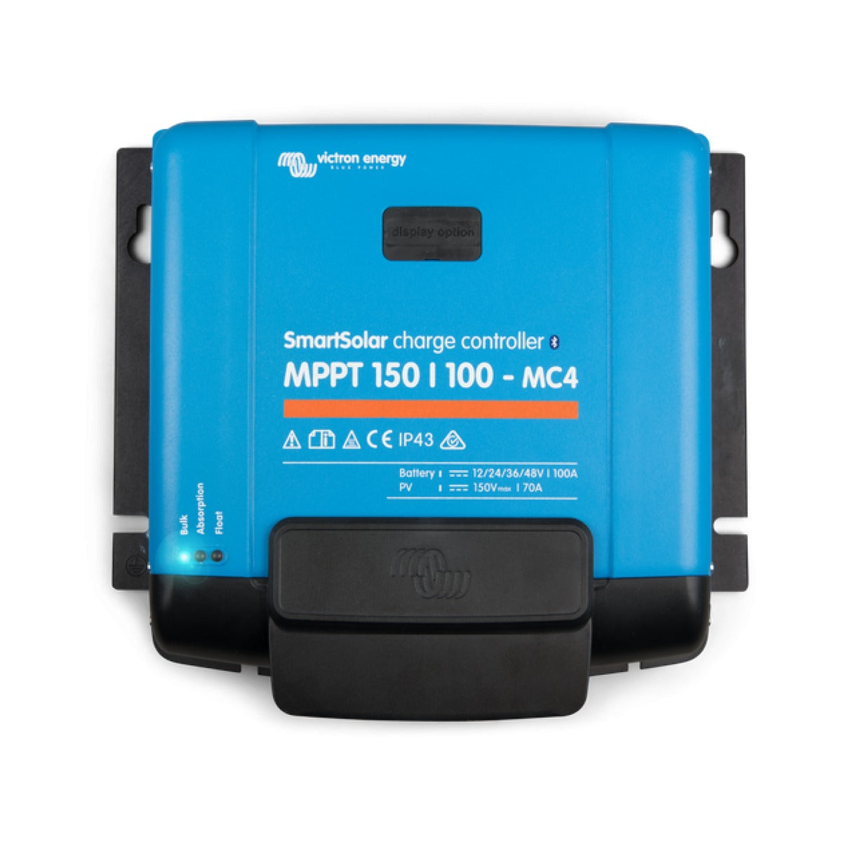 Victron SCC950400300 MPPT WireBox-XL MC4 150-85/100 and 250-85/100, blue SmartSolar controller with a black wiring cover
