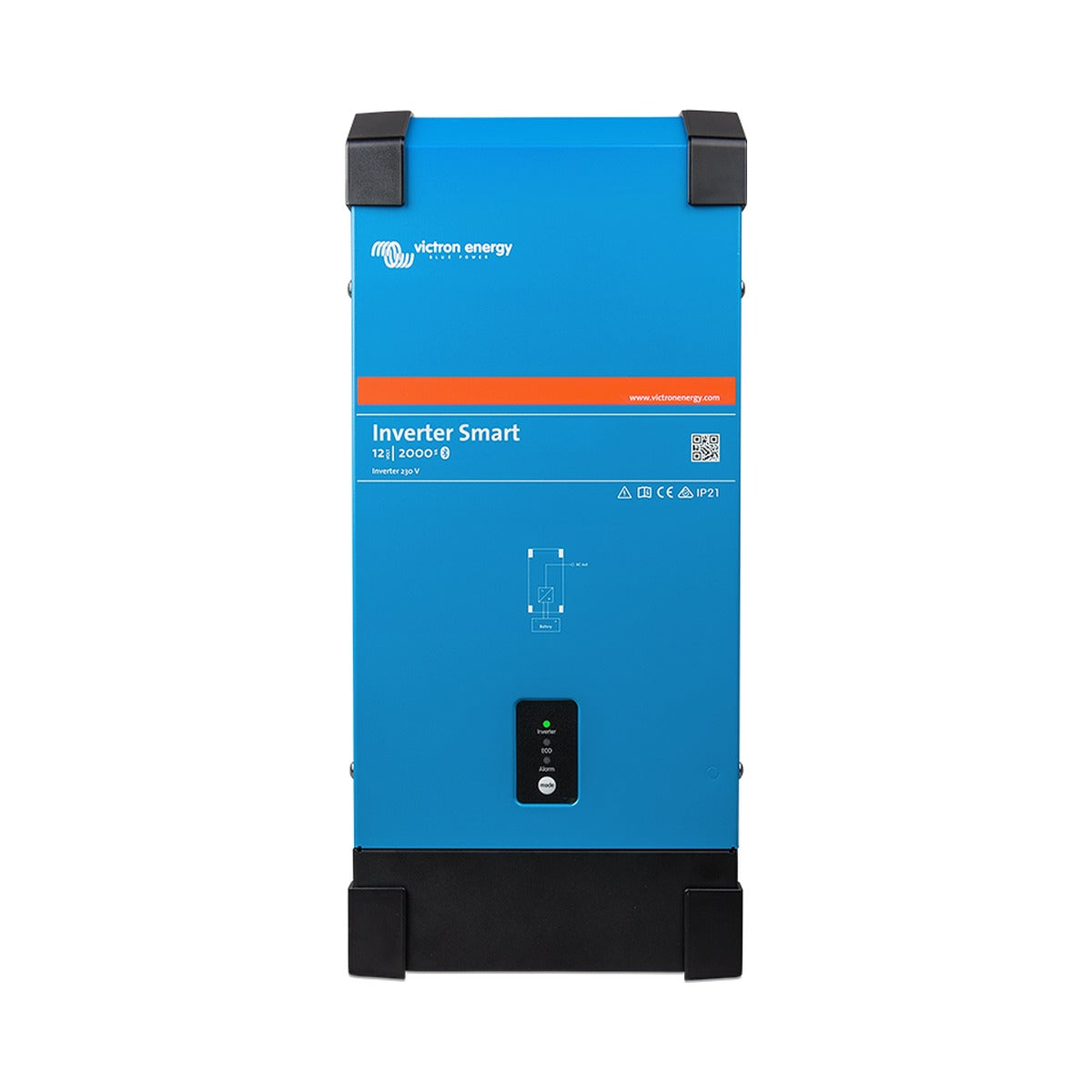 Victron PIN482300000 Phoenix inverter Smart 48/3000, tall blue inverter with black corner caps and an LED