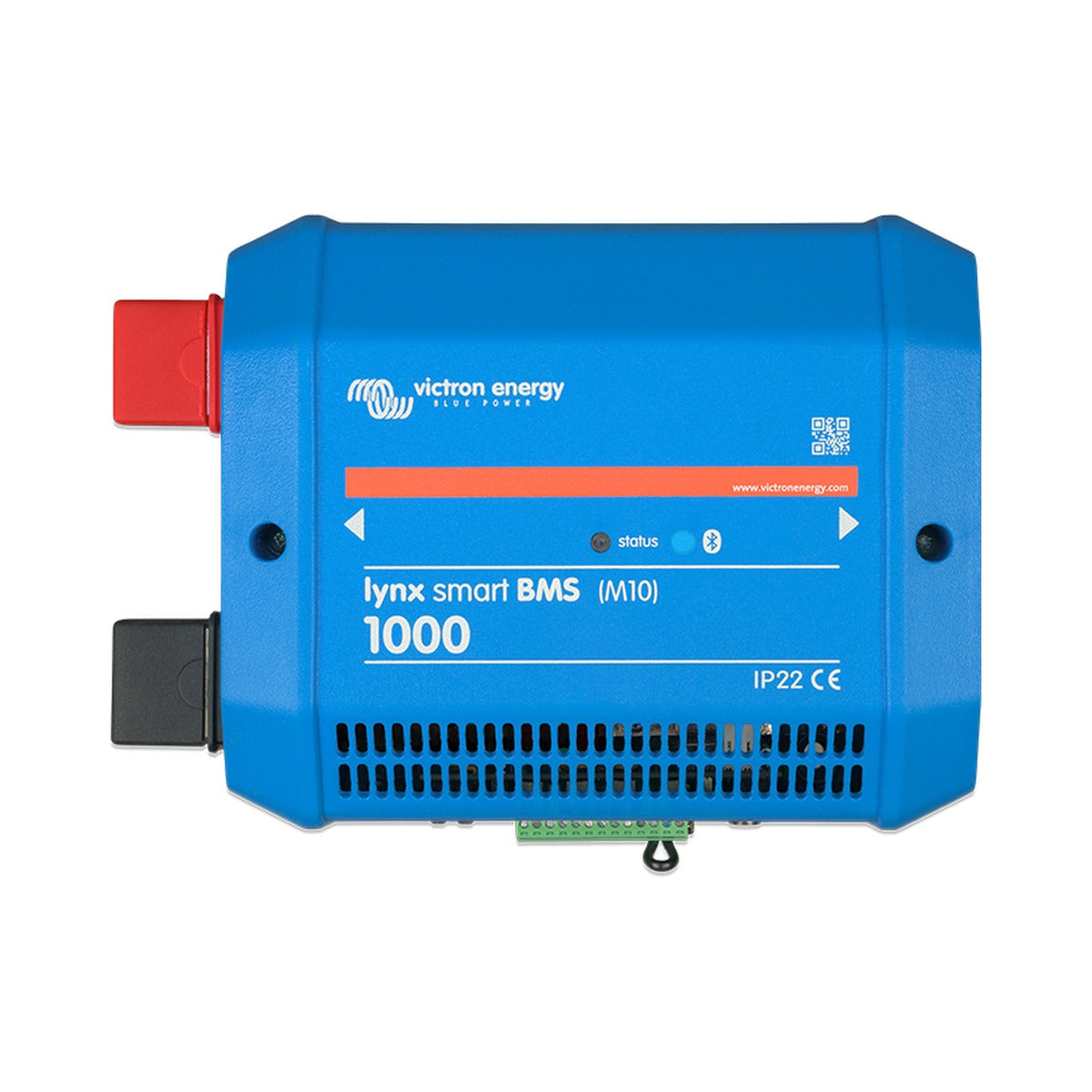 Victron LYN034170210 Lynx Smart BMS 1000 M10, front view of a blue unit with red and black terminals