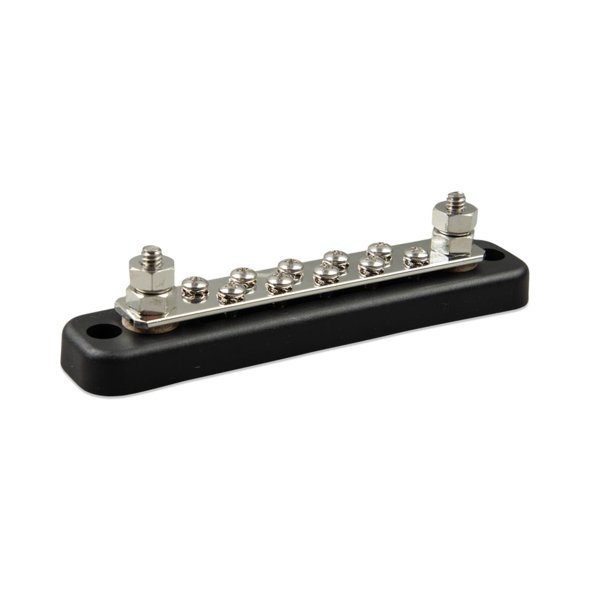 Victron VBB115021020 busbar 150 A 2-pole 10 screws with cover, ten studs on a metal bar on a black base