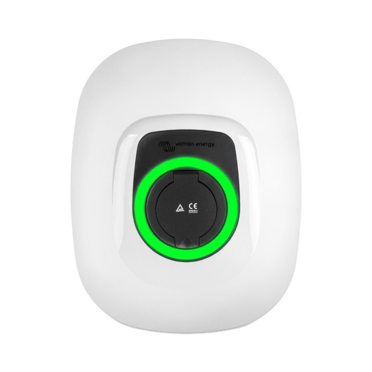 Victron EVC200300410 EV charging station NS front in white, white cover with a socket ringed by a green light