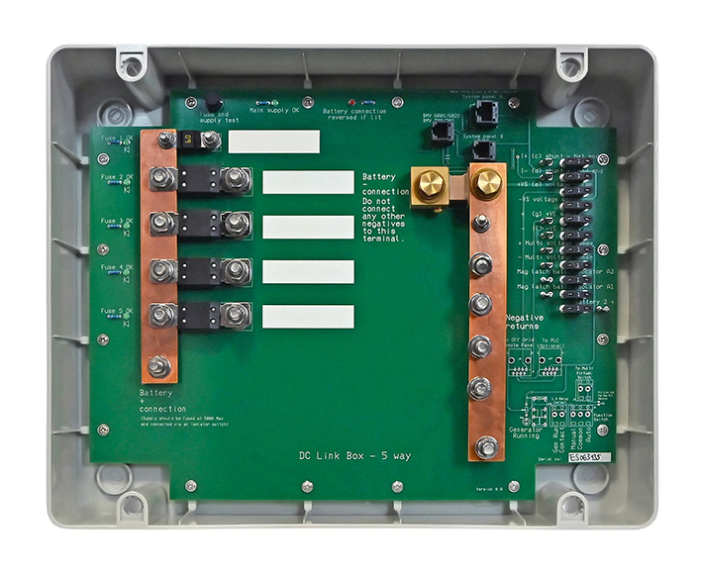 DC Link Box - 5way c/w DC Shunt for BMV + Mega Fuses