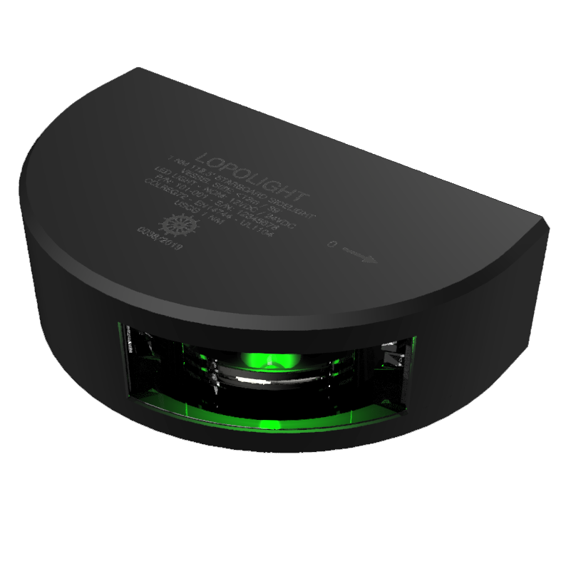 Lopolight NL101-001-B 6M 1nm 112.5° Starboard Sidelight, Black with 6m Cable
