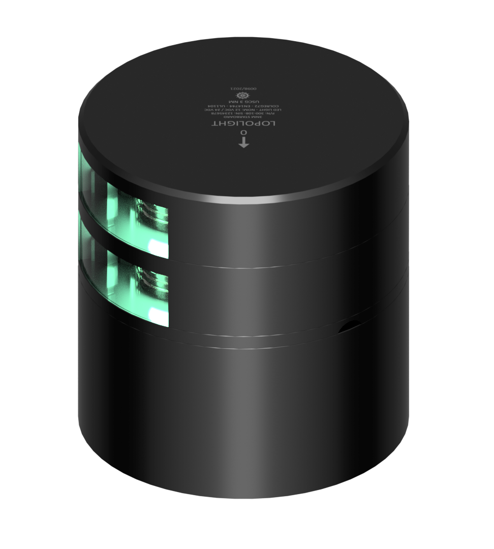Lopolight NL301-108ST-B-CD-I 3nm Starboard, Double, Black Anodized, Ice-Class (lopolight.com image)