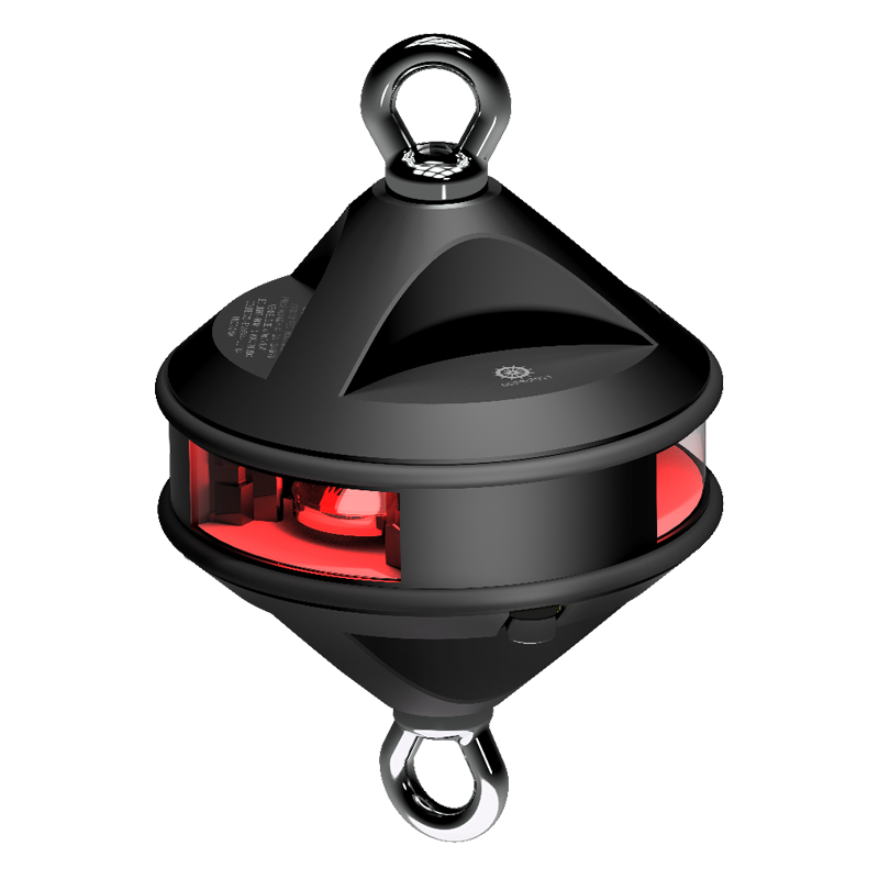Lopolight NL200-014G2-H1C-B black hoistable 360 degree red light with lifting eyes top and bottom, red lens lit