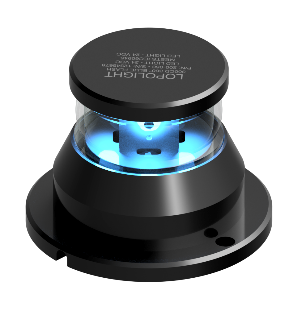 Lopolight NL200-060-B 360° Blue with Strobe (Double Flash, 300cd Intensity) with 0.7m Cable (lopolight.com image)