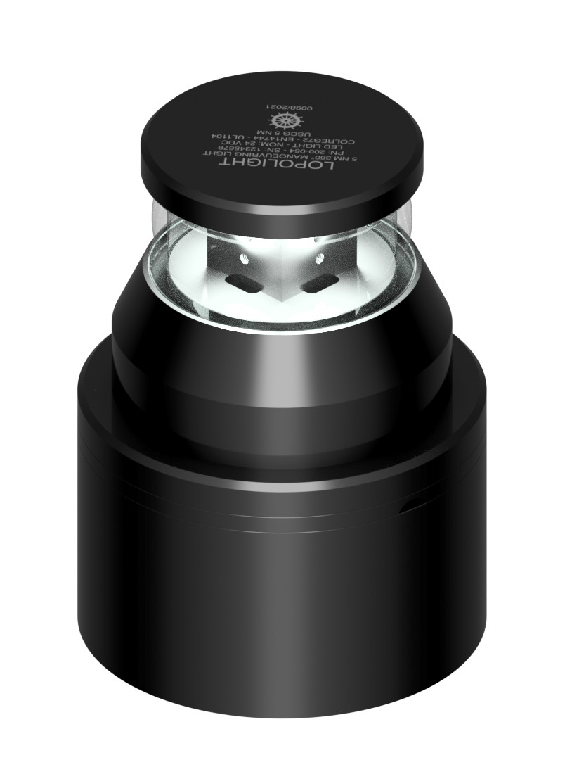 Lopolight NL200-064-B 5nm 360° White Maneuvering Light, Black with 0.7m Cable (lopolight.com image)